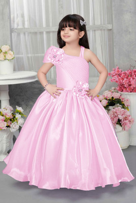 SARDAR DRESSES Baby Girls Maxi/Full Length Party Dress(Pink, Sleeveless)