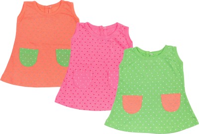 ORANGE AND ORCHID Baby Girls Midi/Knee Length Casual Dress(Multicolor, Sleeveless)