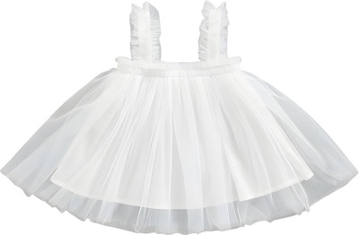 SiddatKidDaisy Indi Baby Girls Below Knee Party Dress(White, Sleeveless)