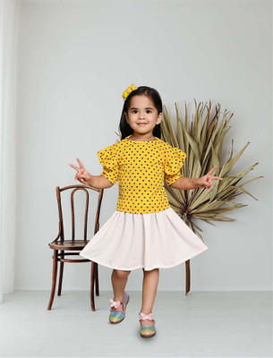 FRANSCART Girls Party(Festive) Top Skirt(Yellow, White)