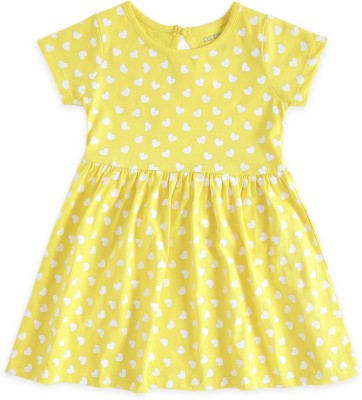 Pantaloons Baby Baby Girls Midi/Knee Length Casual Dress(Yellow, Half Sleeve)