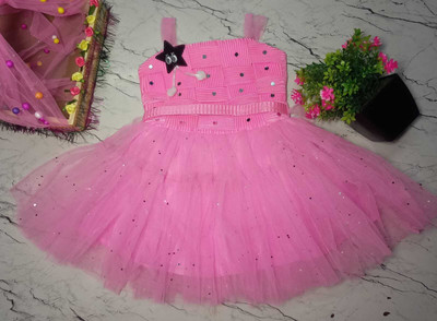 sabnam N/A Baby Girls Midi/Knee Length Casual Dress(Pink, Sleeveless)