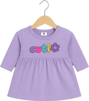 TinyVail Baby Girls Above Knee Casual Dress(Purple, Full Sleeve)