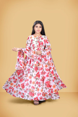 AKFASHlON Anarkali Gown(Red)