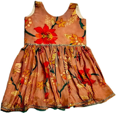 SSTG Indi Girls Midi/Knee Length Party Dress(Pink, Sleeveless)