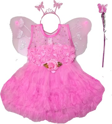 OMG Collection Baby Girls Midi/Knee Length Festive/Wedding Dress(Pink, Sleeveless)