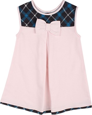 SHOPPERTREE Girls Midi/Knee Length Casual Dress(Pink, Sleeveless)