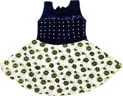 ARUNA CREATIONn Baby Girls Midi/Knee Length Party Dress(Green, Sleeveless)
