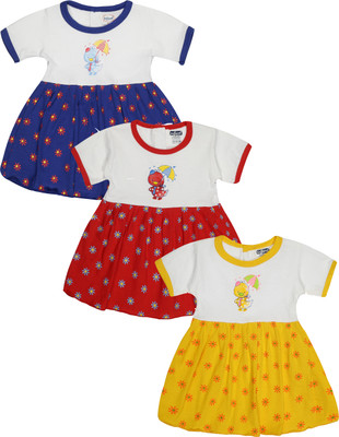 INFANT Baby Girls Midi/Knee Length Casual Dress(Multicolor, Half Sleeve)