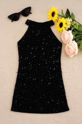 Aziz Collection N/A Baby Girls Below Knee Party Dress(Black, Sleeveless)