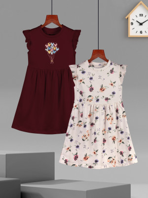 Hellcat Indi Girls Midi/Knee Length Casual Dress(Multicolor, Sleeveless)