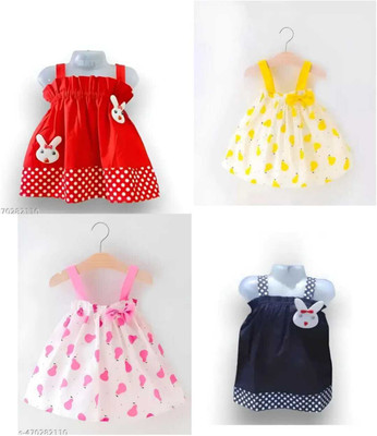 Stylplace Baby Girls Above Knee Casual Dress(Multicolor, Sleeveless)