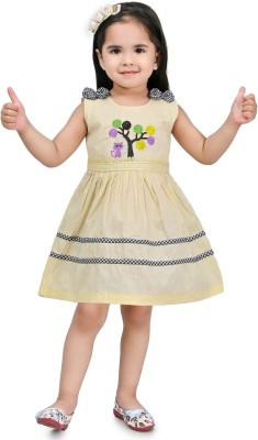 SARDARDRESSES Girls Midi/Knee Length Casual Dress(Yellow, Sleeveless)