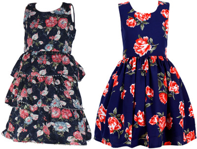 Hunoor Baby Girls Below Knee Casual Dress(Multicolor, Sleeveless)