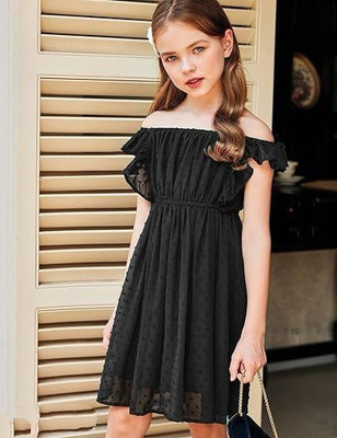 Reem jheeem Baby Girls Above Knee Casual Dress(Black, Fashion Sleeve)