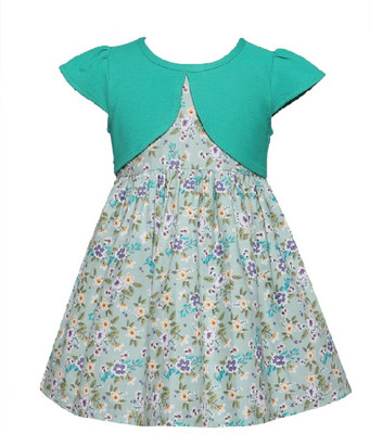 mama & bebe Indi Baby Girls Midi/Knee Length Casual Dress(Green, Cap Sleeve)