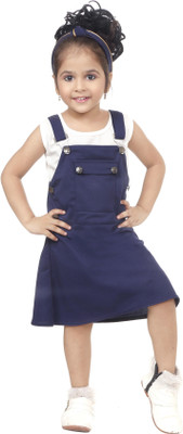 smartbazar Baby Girls Midi/Knee Length Casual Dress(Blue, Cap Sleeve)