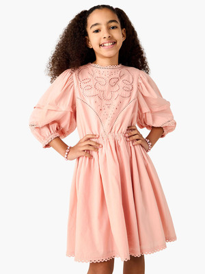 JUNIORS by Babyshop Girls Midi/Knee Length Casual Dress(Pink, 3/4 Sleeve)