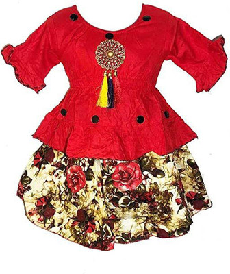 CSN FAB Indi Baby Girls Midi/Knee Length Party Dress(Multicolor, Half Sleeve)