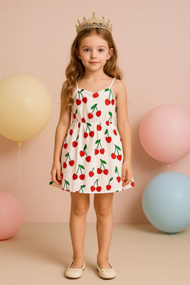 SAPL Girls Midi/Knee Length Casual Dress(White, Short Sleeve)