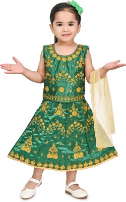 RASIDA COLLECTION Baby Girls Party(Festive) Skirt Top(GREEN)