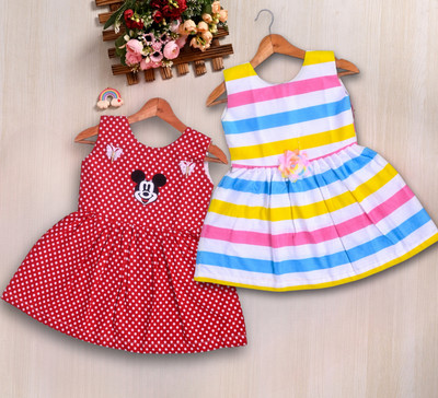 TheBright Girls Above Knee Casual Dress(Red, Sleeveless)