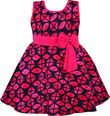 Wishkaro Baby Girls Midi/Knee Length Casual Dress(Pink, Sleeveless)