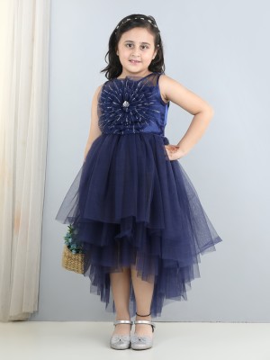 Toy Balloon Kids Girls Midi/Knee Length Party Dress(Dark Blue, Sleeveless)