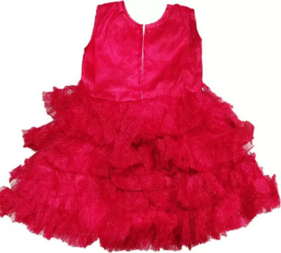 Mikacloth Baby Girls Maxi/Full Length Festive/Wedding Dress(Red, Sleeveless)