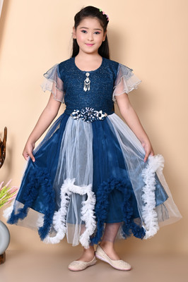 THE SKYLARK ENTERPRISE Girls Maxi/Full Length Party Dress(White, 3/4 Sleeve)