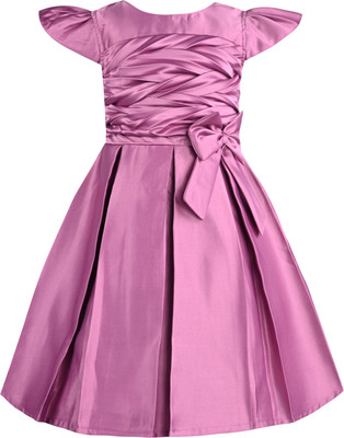 Silver Kraft Girls Midi/Knee Length Casual Dress(Purple, Cap Sleeve)
