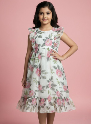 COLOR TRENDS Indi Baby Girls Midi/Knee Length Party Dress(White, Sleeveless)