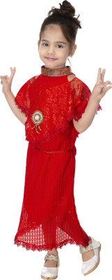 NXG Girls Maxi/Full Length Festive/Wedding Dress(Red, Fashion Sleeve)