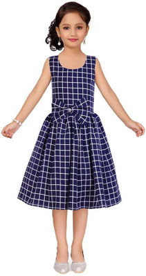 Wish Littles Girls Midi/Knee Length Casual Dress(Blue, Sleeveless)