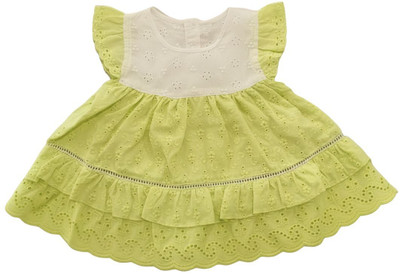 TBM Indi Baby Girls Midi/Knee Length Casual Dress(Green, Cap Sleeve)