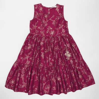 Akkriti by Pantaloons Girls Midi/Knee Length Casual Dress(Pink, Sleeveless)