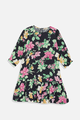Allen Solly Girls Midi/Knee Length Casual Dress(Dark Blue, 3/4 Sleeve)