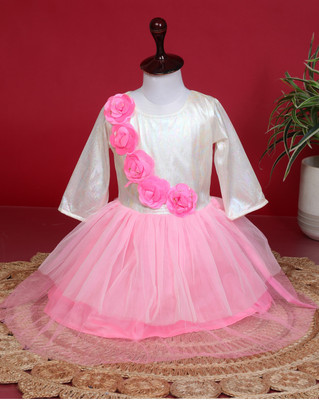 RKTM Baby Girls Below Knee Festive/Wedding Dress(Multicolor, 3/4 Sleeve)