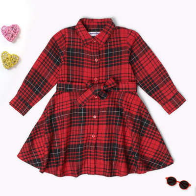 Babies R Us Girls Maxi/Full Length Casual Dress(Red, Cap Sleeve)