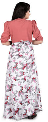 HouseOfCommon Girls Maxi/Full Length Casual Dress(Multicolor, Half Sleeve)