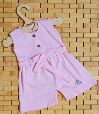 SCARFHAVEN Baby Girls Midi/Knee Length Casual Dress(Pink, Sleeveless)