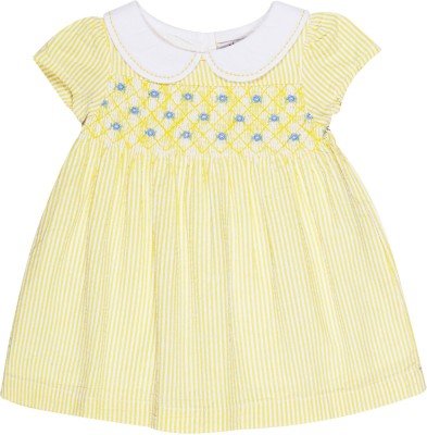 YOUNG BIRDS Indi Girls Midi/Knee Length Casual Dress(Yellow, Short Sleeve)