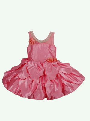 STYLEUP Baby Girls Midi/Knee Length Party Dress(Pink, Sleeveless)