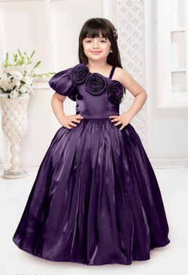 STAJMINADRESSES Baby Girls Maxi/Full Length Party Dress(Purple, Fashion Sleeve)