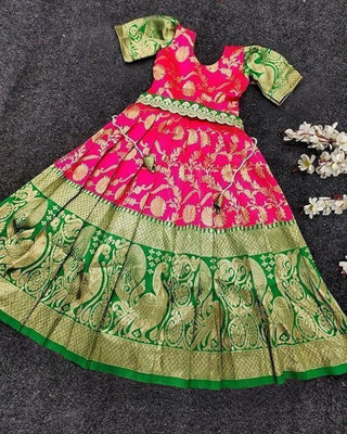 jahee Girls Maxi/Full Length Festive/Wedding Dress(Pink, Short Sleeve)