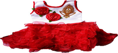 ARUNA CREATIONn Baby Girls Midi/Knee Length Party Dress(Red, Sleeveless)