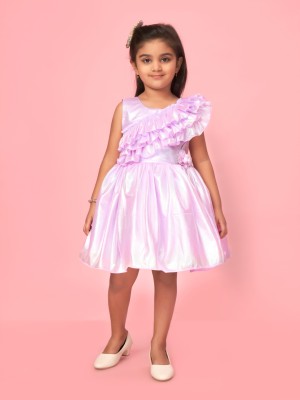 Aarika Indi Girls Midi/Knee Length Party Dress(Purple, Sleeveless)