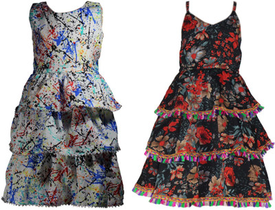 Mamnoon Baby Girls Below Knee Casual Dress(Green, Sleeveless)