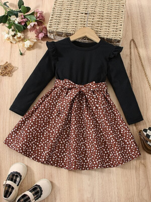 Classy Moda Baby Girls Midi/Knee Length Casual Dress(Black, Full Sleeve)