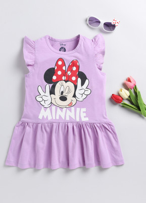 Yk Girls Midi/Knee Length Casual Dress(Purple, Short Sleeve)